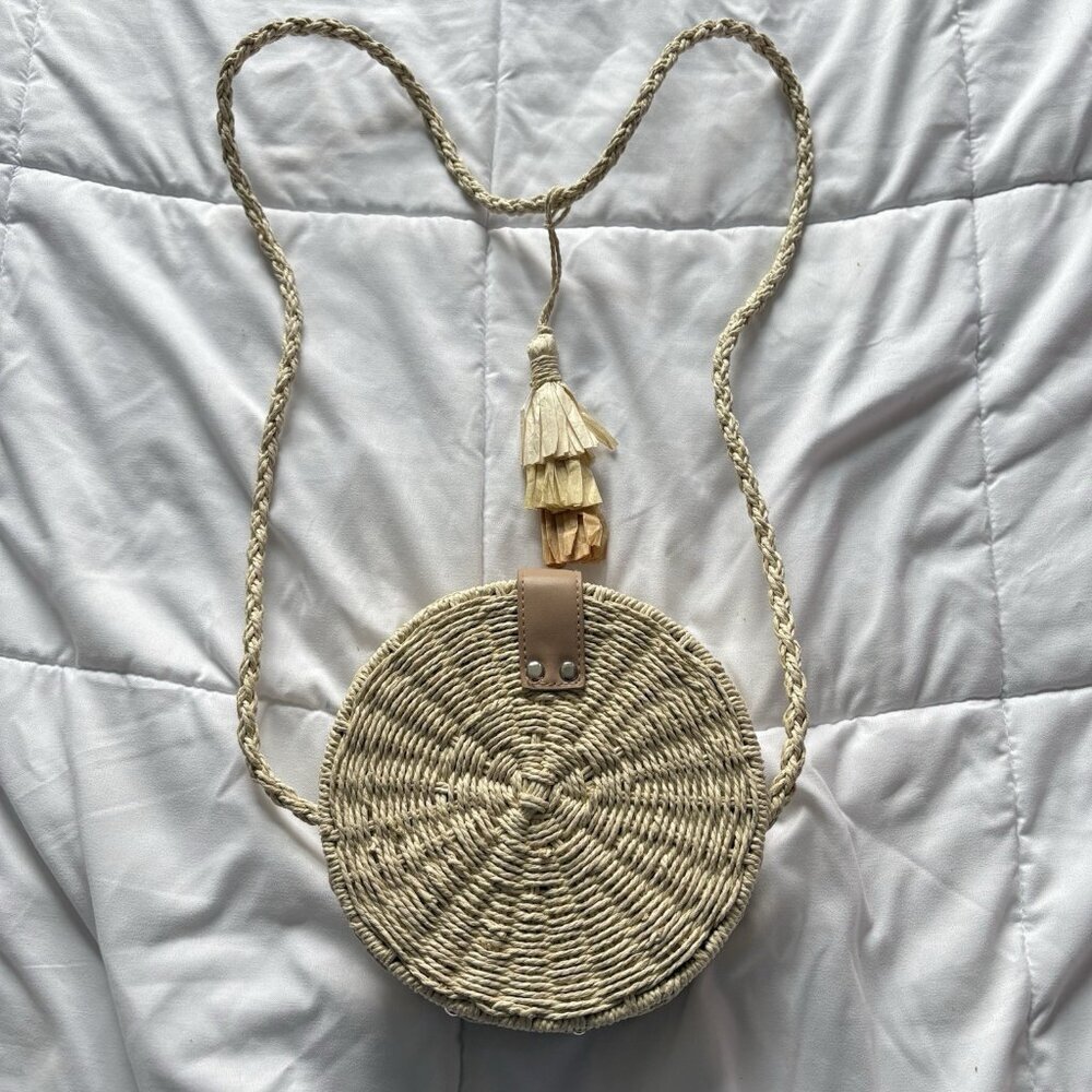 Mia & Tess The Paper Store‎ Crossbody Bag Round Woven Bohemian Hippie Chic